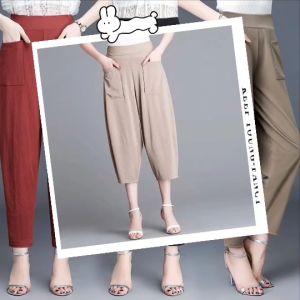 กางเกงขายาวผู้หญิง ใหม่ ผ้าคอตตอนลินิน ใส่สบาย ทรงหลวม ทันสมัย ระบายอากาศได้ดี ใส่สบาย เข้ารูป กางเกงผู้หญิงเทรนด์เกาหลี