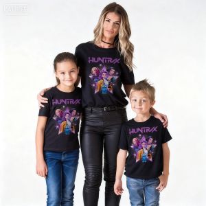 Kpop Demon Hunters Parent Child Short Sleeve 2dT-Shirt Cute Kpop Demon Hunters Tshirt Harajukucasual Fashion Cotton Kids Tshirt