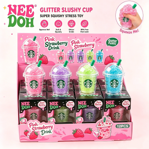 Bandai | Schylling NeeD Doh Stress-relief drink cup Bilnd Box Sensory Squeeze Toy Stress Relief Snowball for Focus ADHD Population