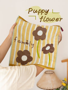Soft Pure Cotton Dog Flower Pattern Small Square Towel Childrens Handkerchief Saliva Towel Household Absorbent Thin Cotton