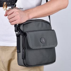 Hush Puppies Mens Canvas Shoulder Bag Oxford Cloth Crossbody Backpack High End Leisure Style with Zipper Soft Polyester Lining