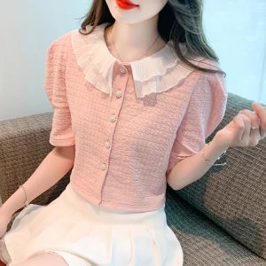 Womens Shirt Fashion Korean Version Unique Short Sleeve T-shirt Women Commuter Short Shirt Women