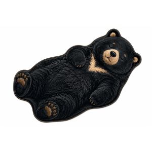 VIKAMA Black Bear Irregular Rug Animal Print Non Slip Mat For Bedroom Bathroom Living Room Kids Jungle Decor