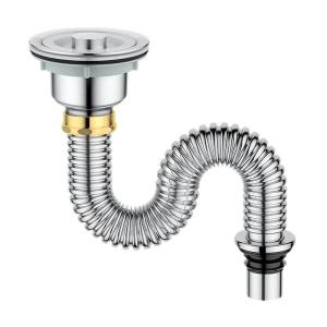 TAOSHI | Kitchen Stainless Steel Drain Accessories for Single and Double Sink Water Basin with Anti-odor Drainage Pipes