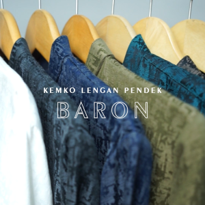 Katsae - Baju Koko Pria BARRON Kemeja koko pria koko dewasa lengan pendek kemeja Embos modern HITAM