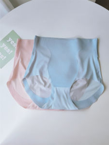 High Waist Ice Silk Womens Underwear Abdomen Control Breathable Thin Large Size Seamless Summer Shaping Triangle Pants