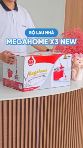 [Tặng 1 bông] Bộ Lau Nhà Megahome New X3 dung tích 16l lồng vắt inox tháo rời xoay 360 dộ
