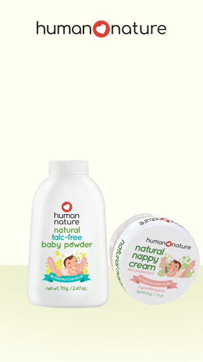 Human Nature 100% Natural Talc-Free Baby Powder Hypoallergenic, Mild and  Gentle Cornstarch and Rice Powder (No Harmful Chemicals)