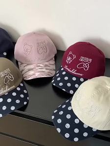 UV Protection Cartoon Bear Embroidered Baseball Cap for Women Four Seasons Sun Protective Soft Top Versatile Peaked Cap