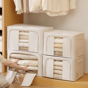 Tianshan Linen Cloth Visual Window Large Capacity Foldable Storage Box