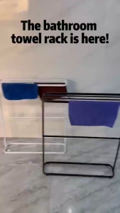 [SG Stock]2-Tier Freestanding Metal Towel Rack Stand | Space-Saving Bathroom Towel Holder