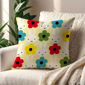 Miffy | Vỏ Gối Hình Thỏ M-Miffy Hoạt Hình - Vỏ Gối Bằng Vải Polyester In Hai Mặt Dùng Trang Trí Nhà Cửa Văn Phòng Ô Tô Có Nhiều Kích Thước Từ 12-28 Inch