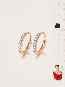 18K Gold Diamond Colored Gold Rose Gold Round Earrings