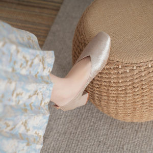 Elegant French Style High Heels Fashionable New Chinese Nationalism Genuine Leather Slip-On Womens Retro Trendy Grandmother Shoes