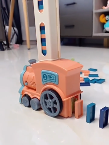 Electric Domino Train Toy Set | Automatic Blocks Laying Vehicle | Creative Building Educational Toy for Kids Gift