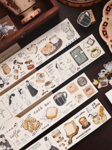 New Arrival Cute Little White Home Creative Cultural Salt Shop Coffee Head Bread Light Retro Salt Series And Paper PET Die Cut Sticker