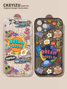 Transparent Silicone Phone Case for Apple 15Promax 16Plus Alien iPhone 17Pro Cartoon Design Full Cover Anti-Fall Protection