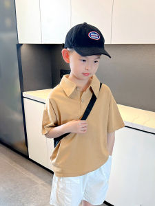 Boys Short Sleeve Polo Shirt Summer Casual Cotton T-Shirt Flip Collar Half Sleeve Mid-Size Children Breathable Pure Color