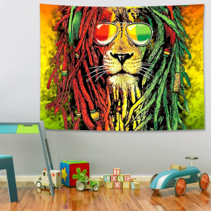 VIKAMA Wall Tapestry Living Room Bedroom Mens Room Cool Hippie Lion Head Decorative Wall Hanging Home Decor