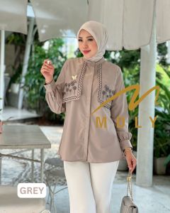 (9.1) MDLY AMAYA  Baju Kemeja Atasan Embroidery wanita Amaya Shirt By Mdly. Nazra Sha