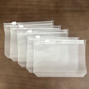 A7 Clear Zipper Bag 6-Hole Binder Storage Pouch PVC Bag Organizer Pouch for Journals Coins and Cosmetics