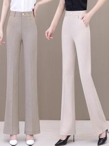 Quần Ống Rộng Cotton Lanh Cho Nữ Mùa Hè 2025 Quần Ống Rộng Cạp Cao Mỏng Nhẹ Vải Lụa Mát Mẻ Thường Ngày Quần Ống Rộng Phong Cách Công Sở