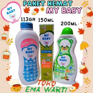 Minyak Telon My Baby 150ml+Bedak Bayi 113gr+My Baby Bath Telon Plus 200ml | Perawatan Kulit Bayi