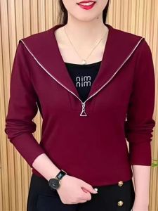 Spring Autumn Cotton T-Shirt Womens Fashion Loose Youthful Base Layer Top Ladies Early Autumn Small Shirt Female