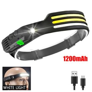 Đèn Pha LED COB Có Thể Sạc Lại Bằng USB Với Đèn Pin Cảm Ứng Tích Hợp Pin Cho Câu Cá Cắm Trại Ngoài Trời