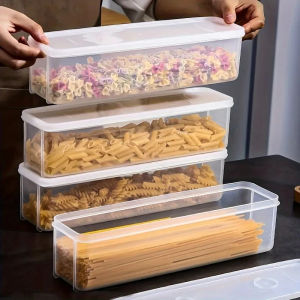 1300ml Large Fresh Food Storage Box with Lid / Kitchen Refrigerator Organizer Box / for Onion Lettuce Coriander / Rectangle Noodles Holder / Food Transparent Plastic Storage Box