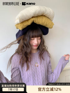 Womens Autumn Embroidered Bear Cable Knit Sweater