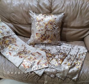 Sarung Bantal Sofa Kursi Turki Impor Beludru Velvet Ukuran 45x45 50x50 cm Ivory Mewah