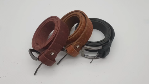 Dây lưng da bò thô DHM-608 | Mặt khoá kim laze bo tròn ấn tượng | Bảo hành 12 tháng