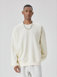 BODYDREAM | Pique Double-Sided Retro Hoodie Round Neck Loose Casual Sweatshirt