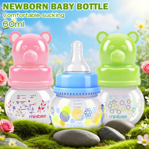 0-6 months 60ML newborn standard caliber PP bottle flat unique bear shape bottle cap good looking and practical