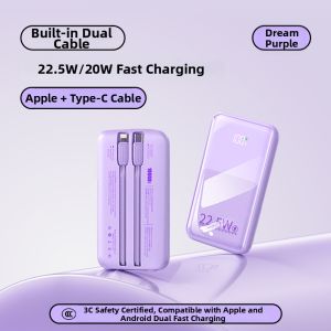 Jipingfan | Aircraft-Approved CCC Certified Power Bank 20000mAh with Built-in Cable