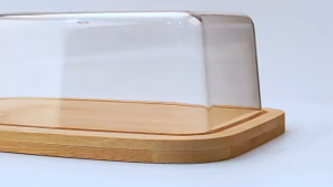 ABWBT Kitchen Bamboo Wooden Butter Dish Butter Cheese Storage Box Sealed Container
