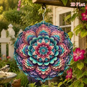 CIFbuy | 3D Colorful Mandala Wind Spinner - 360 Swivel Hook Metal Art for Garden Patio Indoor Outdoor Decor Gift