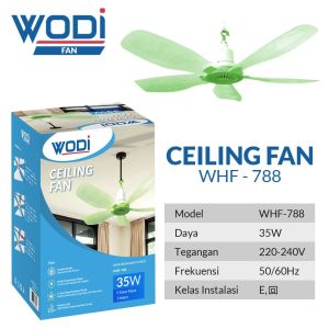Wodi Kipas Angin Gantung Ceiling Fan Helifan 35W 45W WHF-788 / WHF-988 Heli Fan 5 Baling Premium