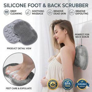 Silicone Foot Massage Pad Shower Mat Non-slip Wash Foot Pad Stick on Wall Surface Body Cleaning Tool Exfoliating Rub Back Brush