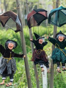 Halloween Witch Door Decoration Glowing Ghost Scream Bar Decor Scary Prank Toy Parachute Pendant Hanging Ghost Toy