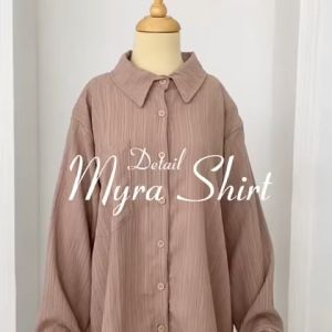 Baju Atasan Wanita Korean Style MYRA SHIRT POLO BABYCRUSH Blus Lengan Panjang Blouse Kemeja Kekinian