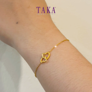 TAKA Jewellery 916 Gold Hearts Bracelet