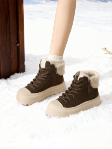 Josiny | Warm Lined Snow Boots Thick Heel Womens High Top