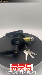 Black Door knob Lever Type Stainless Steel Lock set Door Knob w/ 3 big handle keys