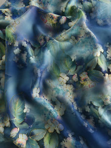 HuaShen 60-Thread Cotton Silk Gown Fabric Artificial Cotton Satin Chiffon Dress Material Chinese Style Floral Print DIY Craft