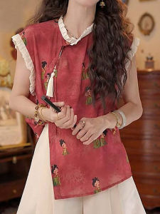 Shalldoer | Áo sơ mi thời trang thiết kế mới phong cách Trung Hoa dành cho nữ mùa hè 2025 Áo ngắn đa năng thời trang cỡ nhỏ