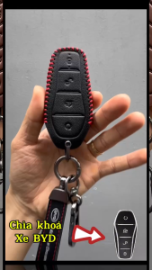 Ốp da chìa khóa xe điện BYD Dolphin Atto 3 Seal M6 HAN 3 màu đen nâu và hồng