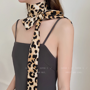 ผ้าพันคอไหมลายเสือดาว Y2K สำหรับผู้หญิง สายรัดเอว สร้อยคอ ผ้าพันคอ ผ้าคลุมไหล่ แฟชั่นฤดูร้อน ผ้าไหม ผ้าฝ้าย ผ้าโพลีเอสเตอร์
