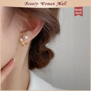 Beauty Woman Silver Minimalist Classy Pearls Stud Earrings For Women Korean Style Not Out-of-date 2 Ways Dress-up Girls Fashion Jewelry Gift